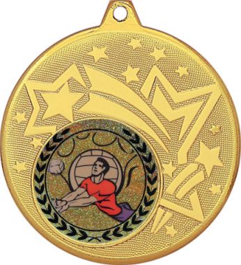 Медаль №92-1274 (Волейбол, диаметр 45 мм (Медаль цвет золото плюс жетон для вклейки) Место для вставок: обратная сторона диаметр 40 мм)