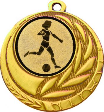 Медаль №950-27 (Футбол, диаметр 45 мм (Медаль цвет золото плюс жетон для вклейки) Место для вставок: обратная сторона диаметр 39 мм)