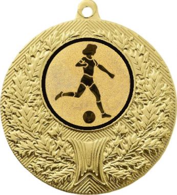 Медаль №950-192 (Футбол, диаметр 50 мм (Медаль цвет золото плюс жетон для вклейки) Место для вставок: обратная сторона диаметр 45 мм)