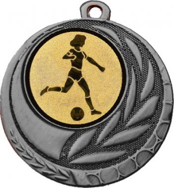 Медаль №950-1274 (Футбол, диаметр 45 мм (Медаль цвет серебро плюс жетон для вклейки) Место для вставок: обратная сторона диаметр 40 мм)