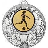 Медаль №950-192 (Футбол, диаметр 50 мм (Медаль цвет серебро плюс жетон для вклейки) Место для вставок: обратная сторона диаметр 45 мм)