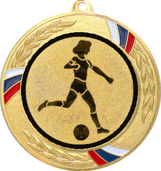 Медаль №950-1285 (Футбол, диаметр 70 мм (Медаль цвет золото плюс жетон для вклейки) Место для вставок: обратная сторона диаметр 60 мм)