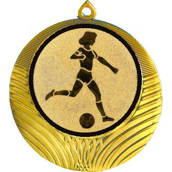 Медаль №950-8 (Футбол, диаметр 70 мм (Медаль цвет золото плюс жетон для вклейки) Место для вставок: обратная сторона диаметр 64 мм)