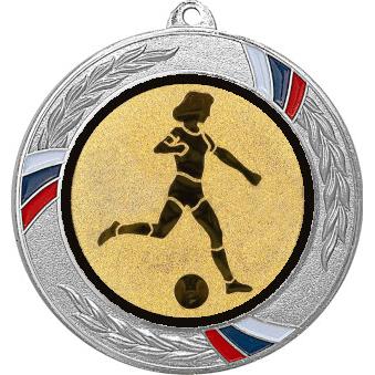 Медаль №950-1285 (Футбол, диаметр 70 мм (Медаль цвет серебро плюс жетон для вклейки) Место для вставок: обратная сторона диаметр 60 мм)