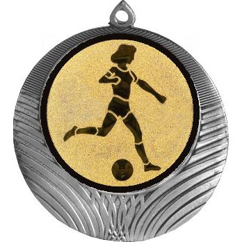 Медаль №950-8 (Футбол, диаметр 70 мм (Медаль цвет серебро плюс жетон для вклейки) Место для вставок: обратная сторона диаметр 64 мм)