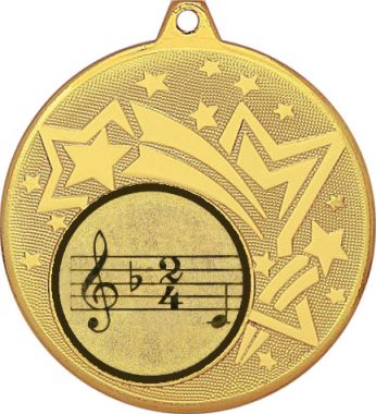 Медаль №955-27 (Музыка, диаметр 45 мм (Медаль цвет золото плюс жетон для вклейки) Место для вставок: обратная сторона диаметр 39 мм)