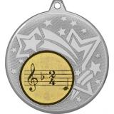 Медаль №955-27 (Музыка, диаметр 45 мм (Медаль цвет серебро плюс жетон для вклейки) Место для вставок: обратная сторона диаметр 39 мм)