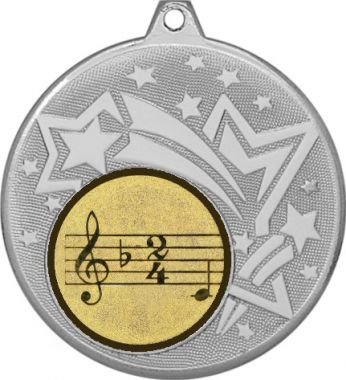Медаль №955-27 (Музыка, диаметр 45 мм (Медаль цвет серебро плюс жетон для вклейки) Место для вставок: обратная сторона диаметр 39 мм)