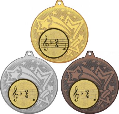 Комплект медалей №955-27 (Музыка, диаметр 45 мм (Три медали плюс три жетона для вклейки) Место для вставок: обратная сторона диаметр 39 мм)