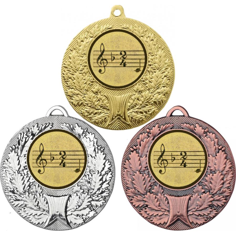 Комплект медалей №955-192 (Музыка, диаметр 50 мм (Три медали плюс три жетона для вклейки) Место для вставок: обратная сторона диаметр 45 мм)