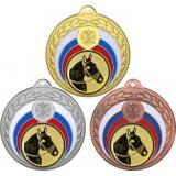 Комплект медалей №956-196 (Конный спорт, диаметр 50 мм (Три медали плюс три жетона для вклейки) Место для вставок: обратная сторона диаметр 45 мм)
