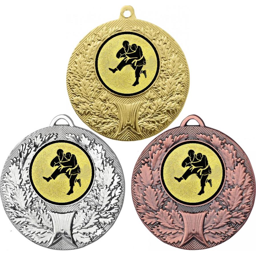 Комплект медалей №957-192 (Борьба, диаметр 50 мм (Три медали плюс три жетона для вклейки) Место для вставок: обратная сторона диаметр 45 мм)
