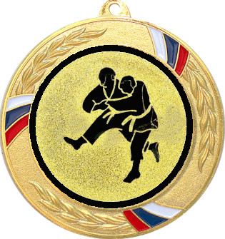 Медаль №957-1285 (Борьба, диаметр 70 мм (Медаль цвет золото плюс жетон для вклейки) Место для вставок: обратная сторона диаметр 60 мм)