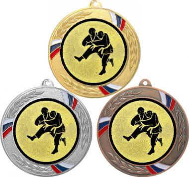 Комплект медалей №957-1285 (Борьба, диаметр 70 мм (Три медали плюс три жетона для вклейки) Место для вставок: обратная сторона диаметр 60 мм)