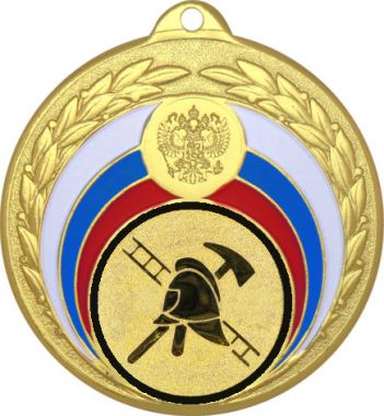 Медаль №964-196 (Пожарный, диаметр 50 мм (Медаль цвет золото плюс жетон для вклейки) Место для вставок: обратная сторона диаметр 45 мм)