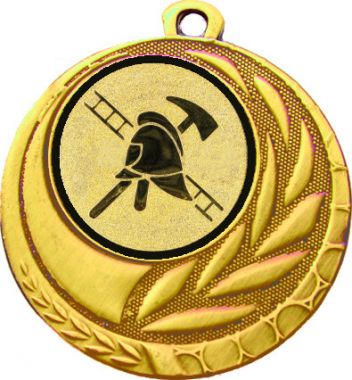 Медаль №964-27 (Пожарный, диаметр 45 мм (Медаль цвет золото плюс жетон для вклейки) Место для вставок: обратная сторона диаметр 39 мм)
