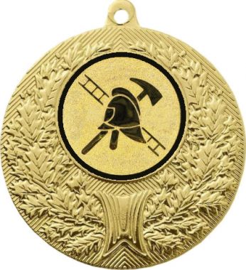 Медаль №964-192 (Пожарный, диаметр 50 мм (Медаль цвет золото плюс жетон для вклейки) Место для вставок: обратная сторона диаметр 45 мм)