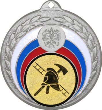 Медаль №964-196 (Пожарный, диаметр 50 мм (Медаль цвет серебро плюс жетон для вклейки) Место для вставок: обратная сторона диаметр 45 мм)