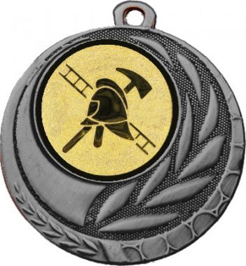 Медаль №964-1274 (Пожарный, диаметр 45 мм (Медаль цвет серебро плюс жетон для вклейки) Место для вставок: обратная сторона диаметр 40 мм)