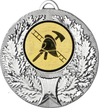 Медаль №964-192 (Пожарный, диаметр 50 мм (Медаль цвет серебро плюс жетон для вклейки) Место для вставок: обратная сторона диаметр 45 мм)