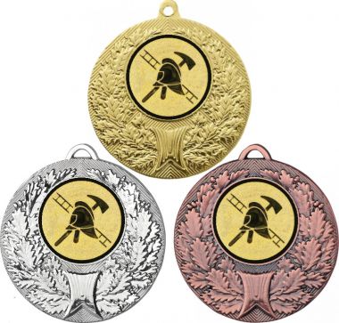 Комплект медалей №964-192 (Пожарный, диаметр 50 мм (Три медали плюс три жетона для вклейки) Место для вставок: обратная сторона диаметр 45 мм)