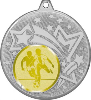 Медаль №970-27 (Футбол, диаметр 45 мм (Медаль цвет серебро плюс жетон для вклейки) Место для вставок: обратная сторона диаметр 39 мм)
