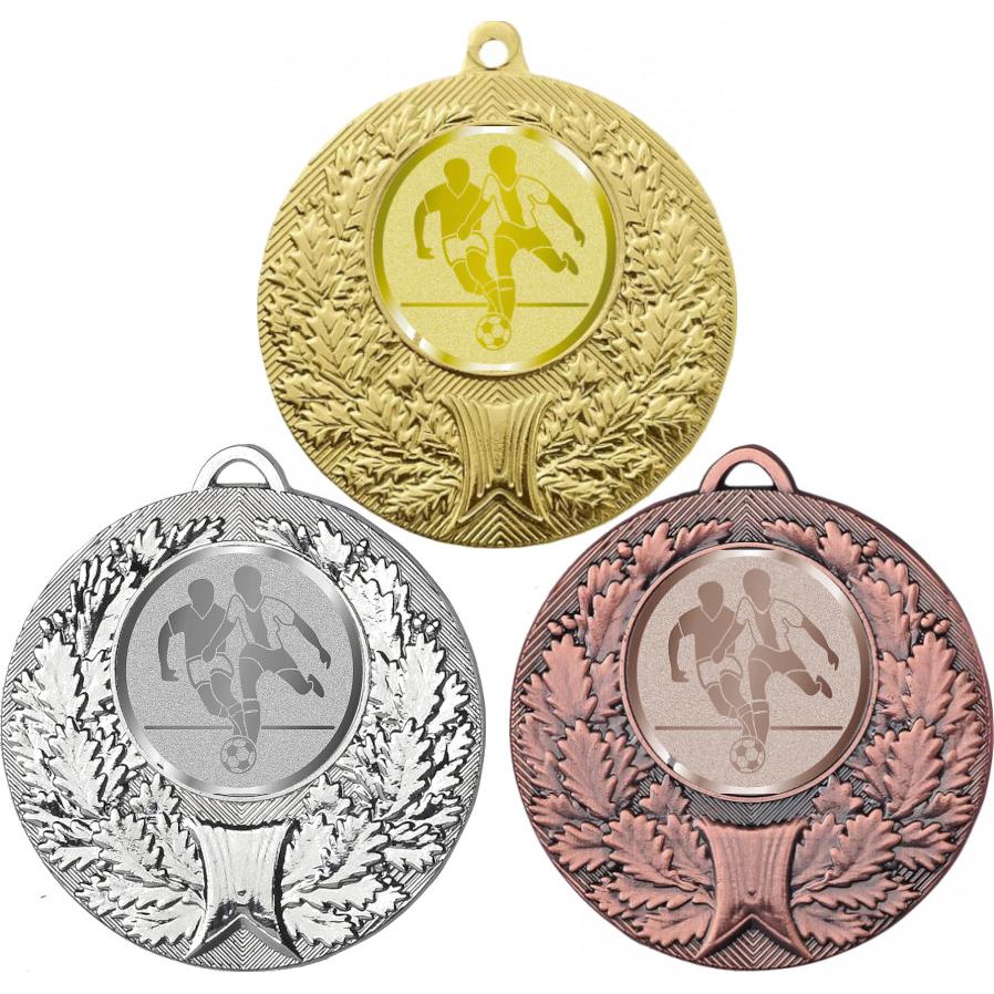 Комплект медалей №970-192 (Футбол, диаметр 50 мм (Три медали плюс три жетона для вклейки) Место для вставок: обратная сторона диаметр 45 мм)