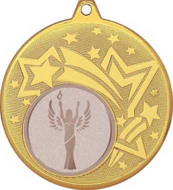 Медаль №975-27 (Оскар / Ника, диаметр 45 мм (Медаль цвет золото плюс жетон для вклейки) Место для вставок: обратная сторона диаметр 39 мм)