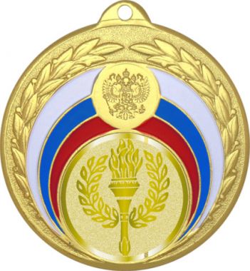 Медаль №977-196 (Факел, олимпиада, диаметр 50 мм (Медаль цвет золото плюс жетон для вклейки) Место для вставок: обратная сторона диаметр 45 мм)
