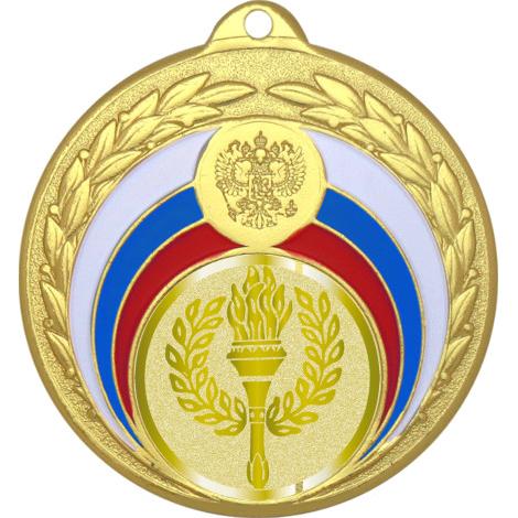 Медаль №977-196 (с Олимпийским факелом, диаметр 50 мм (Медаль цвет золото плюс жетон для вклейки) Место для вставок: обратная сторона диаметр 45 мм)