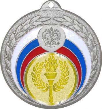 Медаль №977-196 (Факел, олимпиада, диаметр 50 мм (Медаль цвет серебро плюс жетон для вклейки) Место для вставок: обратная сторона диаметр 45 мм)