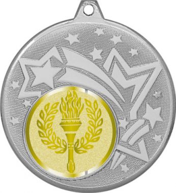 Медаль №977-1274 (Факел, олимпиада, диаметр 45 мм (Медаль цвет серебро плюс жетон для вклейки) Место для вставок: обратная сторона диаметр 40 мм)