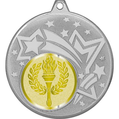 Медаль №977-1274 (Факел, олимпиада, диаметр 45 мм (Медаль цвет серебро плюс жетон для вклейки) Место для вставок: обратная сторона диаметр 40 мм)