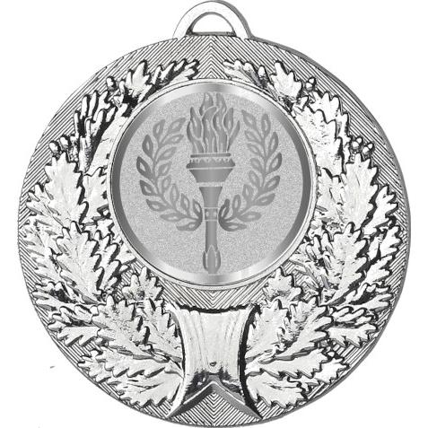 Медаль №977-192 (с Олимпийским факелом, диаметр 50 мм (Медаль цвет серебро плюс жетон для вклейки) Место для вставок: обратная сторона диаметр 45 мм)