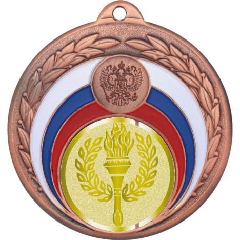 Медаль №977-196 (с Олимпийским факелом, диаметр 50 мм (Медаль цвет бронза плюс жетон для вклейки) Место для вставок: обратная сторона диаметр 45 мм)