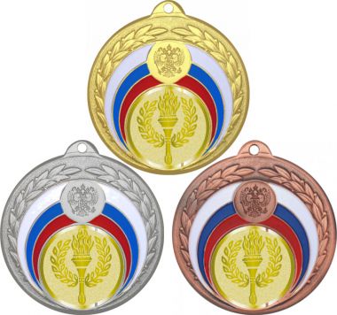 Комплект медалей №977-196 (Факел, олимпиада, диаметр 50 мм (Три медали плюс три жетона для вклейки) Место для вставок: обратная сторона диаметр 45 мм)