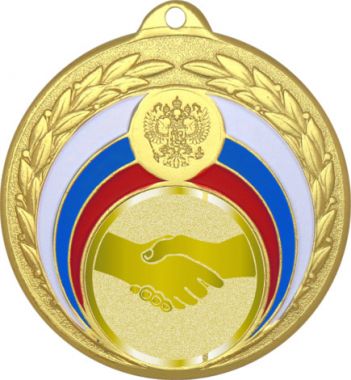Медаль №979-196 (Товарищеская встреча, диаметр 50 мм (Медаль цвет золото плюс жетон для вклейки) Место для вставок: обратная сторона диаметр 45 мм)
