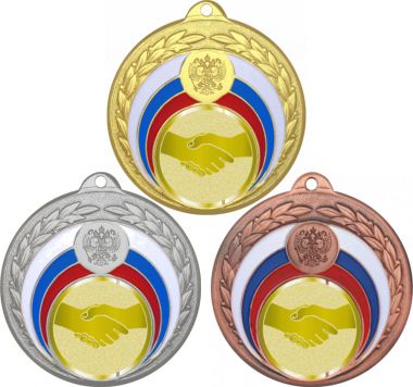 Комплект медалей №979-196 (Товарищеская встреча, диаметр 50 мм (Три медали плюс три жетона для вклейки) Место для вставок: обратная сторона диаметр 45 мм)