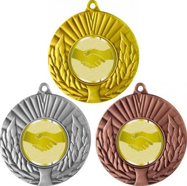 Комплект медалей №979-192 (Товарищеская встреча, диаметр 50 мм (Три медали плюс три жетона для вклейки) Место для вставок: обратная сторона диаметр 45 мм)