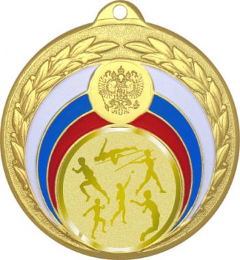 Медаль №980-196 (Легкая атлетика, диаметр 50 мм (Медаль цвет золото плюс жетон для вклейки) Место для вставок: обратная сторона диаметр 45 мм)