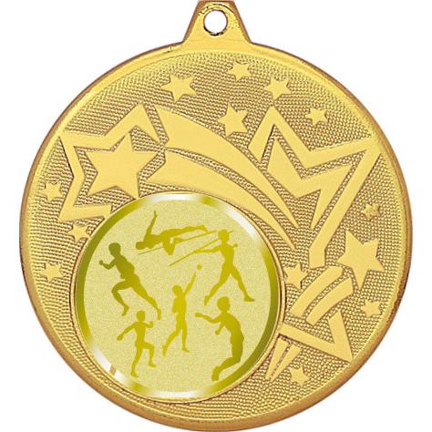 Медаль №980-1274 (Легкая атлетика, диаметр 45 мм (Медаль цвет золото плюс жетон для вклейки) Место для вставок: обратная сторона диаметр 40 мм)
