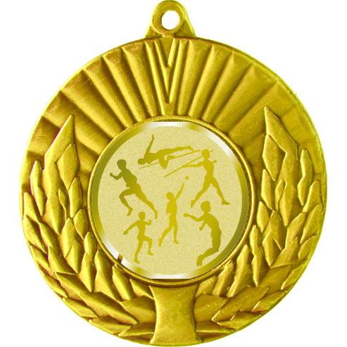 Медаль №980-192 (Лёгкая атлетика, диаметр 50 мм (Медаль цвет золото плюс жетон для вклейки) Место для вставок: обратная сторона диаметр 45 мм)