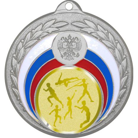 Медаль №980-196 (Лёгкая атлетика, диаметр 50 мм (Медаль цвет серебро плюс жетон для вклейки) Место для вставок: обратная сторона диаметр 45 мм)