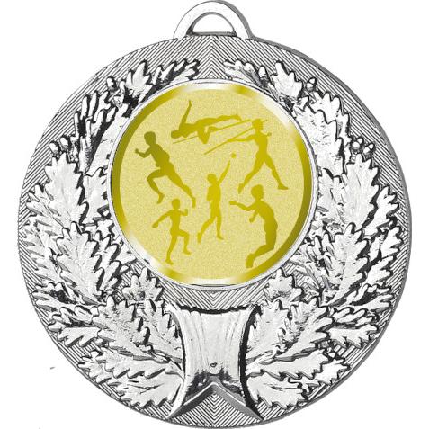 Медаль №980-192 (Легкая атлетика, диаметр 50 мм (Медаль цвет серебро плюс жетон для вклейки) Место для вставок: обратная сторона диаметр 45 мм)
