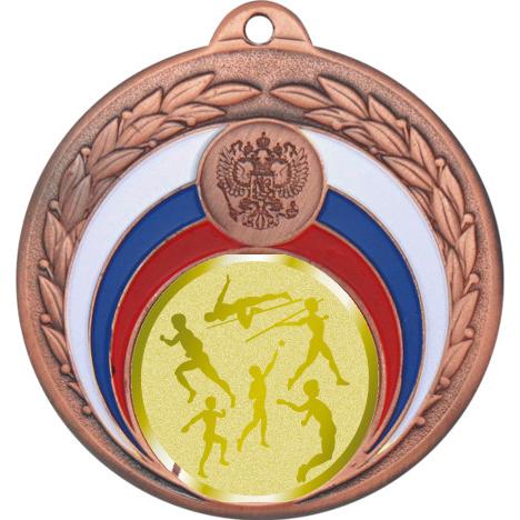 Медаль №980-196 (Лёгкая атлетика, диаметр 50 мм (Медаль цвет бронза плюс жетон для вклейки) Место для вставок: обратная сторона диаметр 45 мм)