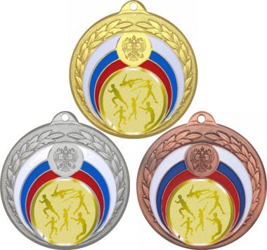 Комплект медалей №980-196 (Легкая атлетика, диаметр 50 мм (Три медали плюс три жетона для вклейки) Место для вставок: обратная сторона диаметр 45 мм)