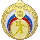 Медаль №981-196 (Гандбол, диаметр 50 мм (Медаль цвет золото плюс жетон для вклейки) Место для вставок: обратная сторона диаметр 45 мм)