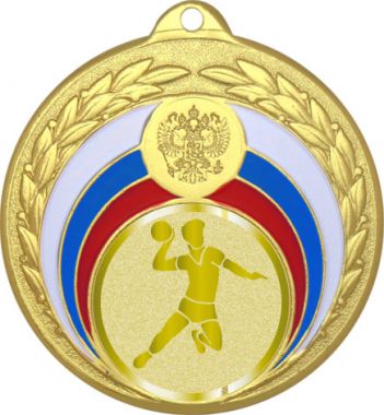 Медаль №981-196 (Гандбол, диаметр 50 мм (Медаль цвет золото плюс жетон для вклейки) Место для вставок: обратная сторона диаметр 45 мм)
