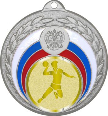 Медаль №981-196 (Гандбол, диаметр 50 мм (Медаль цвет серебро плюс жетон для вклейки) Место для вставок: обратная сторона диаметр 45 мм)