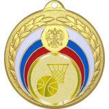Медаль №982-196 (Баскетбол, диаметр 50 мм (Медаль цвет золото плюс жетон для вклейки) Место для вставок: обратная сторона диаметр 45 мм)